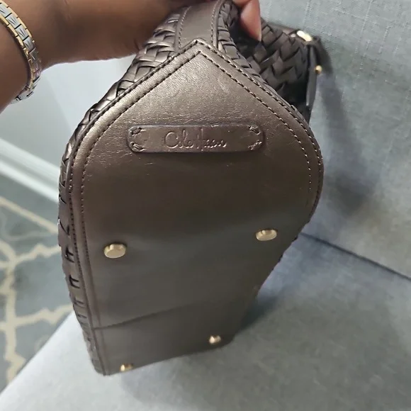 Cole Hann Woven Metallic Gray Shoulder Bag *LUX* - Picture 9 of 9